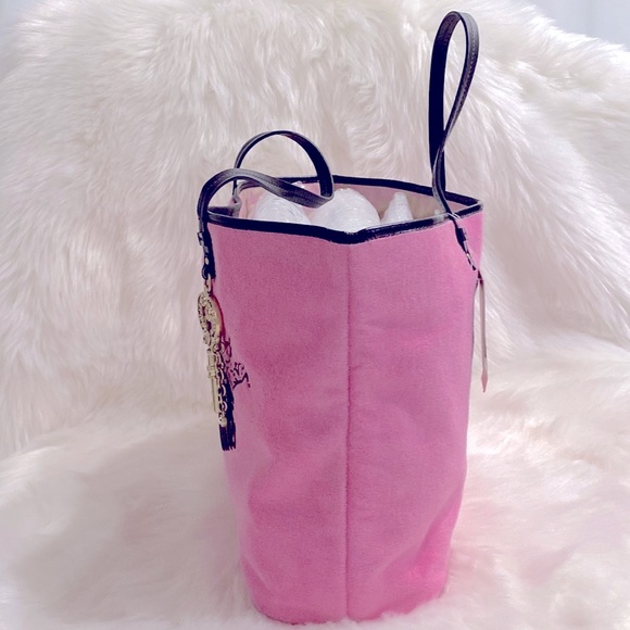 Juicy Couture Large Pink Bubblegum Velour Tote New Excellent Condition - Picture 3 of 16